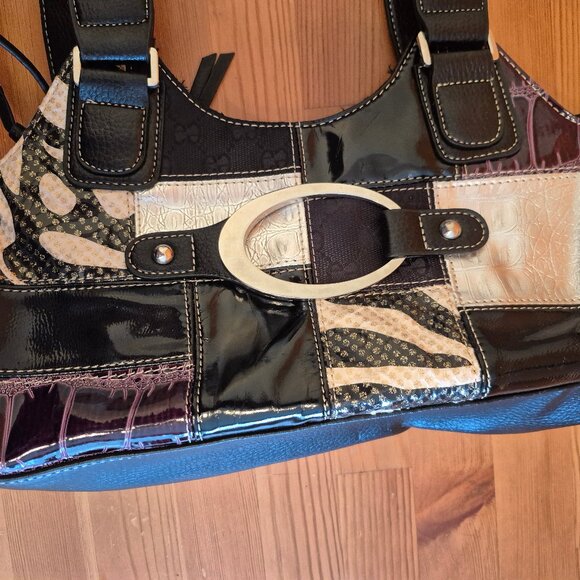 D-Fusion muti-pattern Animal Print Patch Work Shoulder handbag purse - Picture 13 of 16